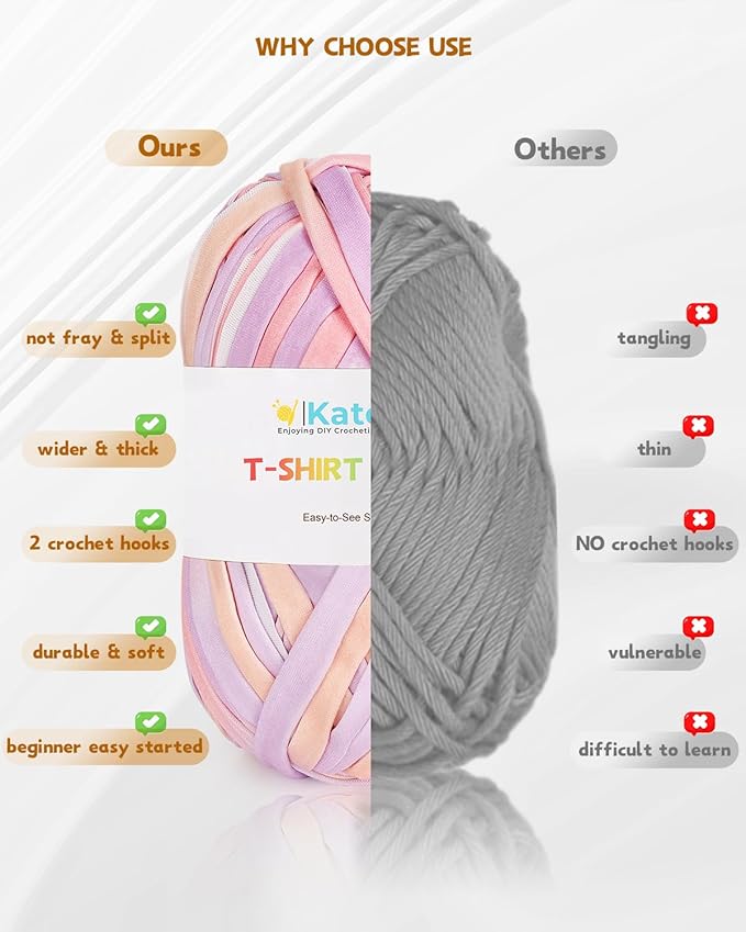 Katech 400g T-Shirt Yarn for Crocheting, 130yds Elastic Fabric Crochet Spaghetti Yarn for Hand DIY Bag & Basket Cushion Crocheting Projects, Home Decor (Dark Blue)