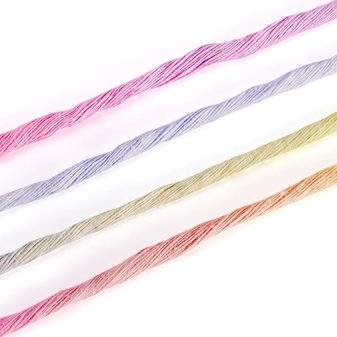 21.87 Yards Rainbow Single Strand Macrame Cord 3.5mm Gradient Colored Cotton Cord Colorful Twine Bohemia Soft Cotton Rope Yarn for DIY Crafts Knitting Crochet Wall Plant Hanger Home Project
