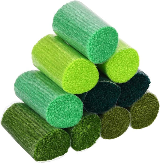 PATIKIL 10 Rolls Latch Hook Yarn, Latch Hook Kit Yarn Precut Hook Rugs Yarn Crochet Colorful for Latch Hook Rug Adults Beginners, Green Tone