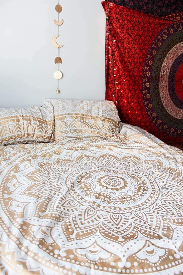 popular handicrafts hippie mandala ombre tapestry wall hanging - indian maditation golden gypsy bohemian hippy psychedelic dorm room decor poster 30 x 40 inch