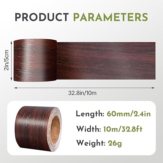 Wood Grain Repair Tape, 2.4" x 32ft Self Adhesive Tape for Furniture, Flooring, Cabinets, Doors, Windows, DIY Crafts - Durable, Easy to Use for Seamless Repairs