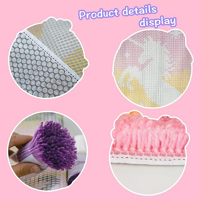 LAPATAIN Latch Hook Kits DIY Crochet Yarn Kits,Unicorn Carpet Embroidery Hook Rug Kit Needlework Sets Cushion for Adults Home Decor 20x15inch