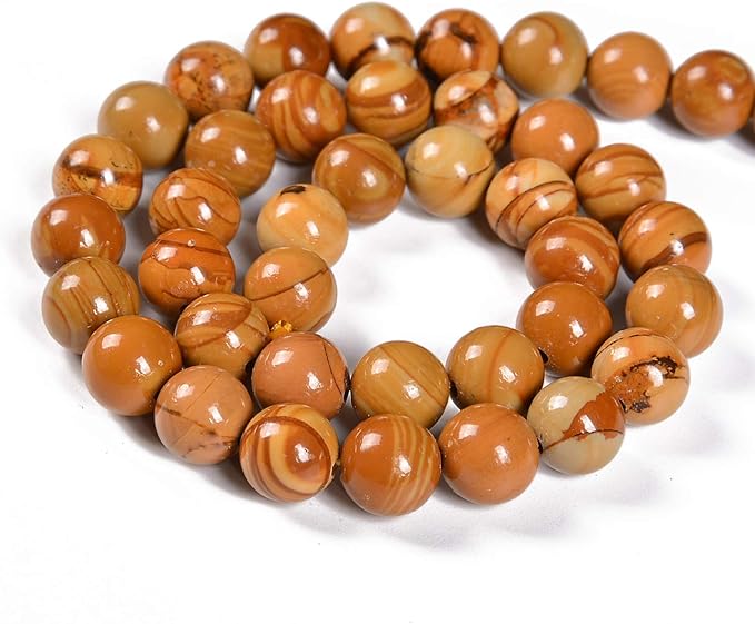 45pcs 8mm Natural Woodgrain Jasper Gemstone Round Spacer Loose Stone Beads for Jewelry Making 15.5" 1 Strand (Woodgrain Jasper, 8mm 45Beads)