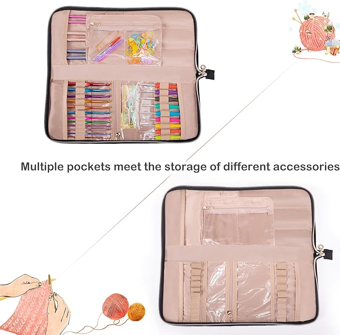 Knitting Needles Case (Up to 14 Inches) - Organizer for Knitting and Crochet Accessories - Empty Hook Case
