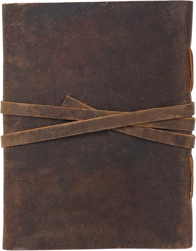 KomalC Handmade Leather Journal | Writing Diary | Bound Daily Notepad For Men & Women Unlined Paper Medium, writing pad gift for artist, sketch