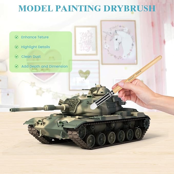 12pcs Miniature Paint Brushes Drybrush Set, Detail Paint Brushes for Acrylics, Watercolor, Figurines Model, Face Painting, Piant by Number Kit for Adults - Triangular Handles (Wooden)