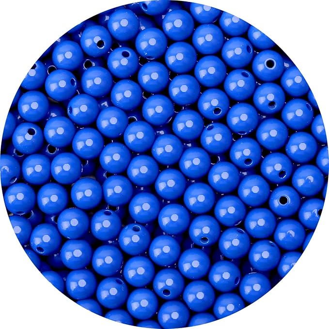 bonny boxx 1000pcs 6mm smooth sapphire acrylic round beads, plastic resin bubblegum balls chunky gumball beads for necklace and bracelet making, crafting supplies