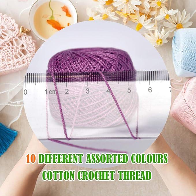 Crochet Thread 10 Balls Cardinal Size 8 for Crochet Hardanger Cross Stitch Needlepoint Hand Embroidery (Purple Series)
