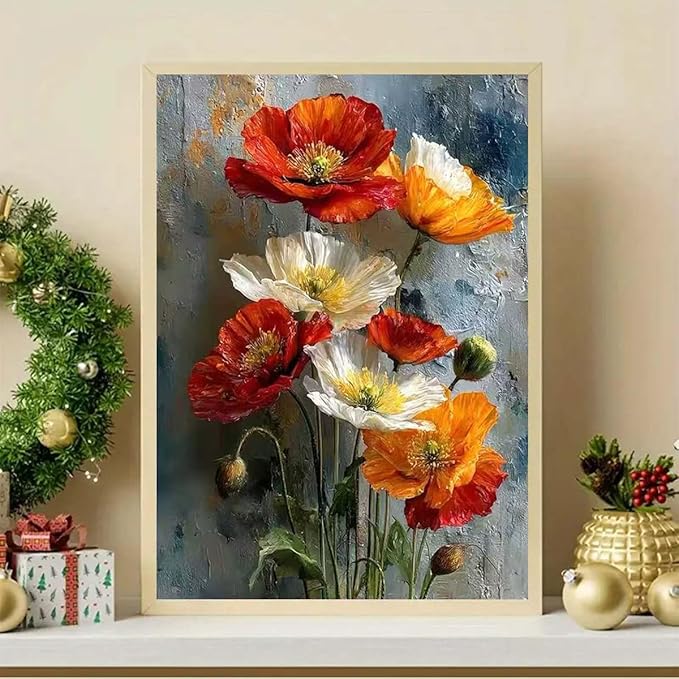 Diamond Art Painting Kits for Adults Beginners, DIY Diamond Painting Kits for Flowers,5D Full Drill Diamond Flowers Painting Kits for Home Wall Decor 12x16 Inch
