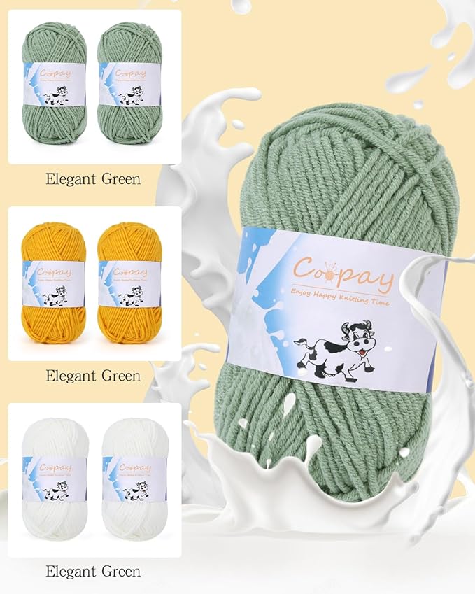 Coopay Yarn for Crocheting Knitting, Crochet Yarns, 2 × 1.76oz - 120yds - 60% Cotton 40% Acrylic Blend Yarns, Granny Square Blanket Yarn (Ginger Yellow)