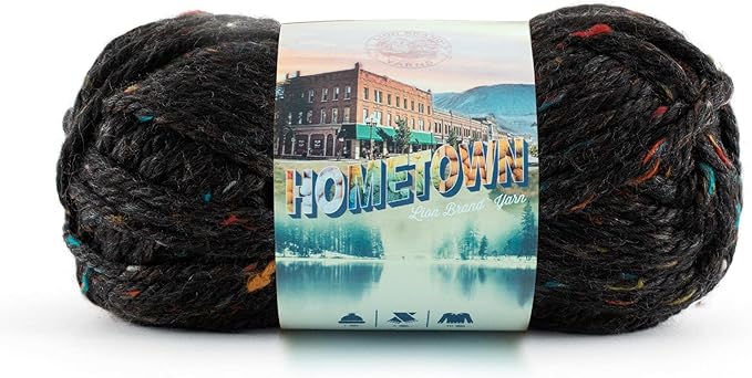 Lion Brand Yarn Hometown Yarn, Super-Bulky Yarn for Knitting, Crocheting, and Crafting, 1 Pack, Cambridge Tweed