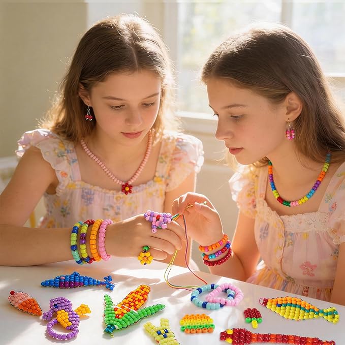 2880Pcs Pony Beads for Jewelry Making, 24 Color Plastic Pony Beads Bulk, 6×9mm Friendship Bead Bracelet Kit for Hair Braiding, Keychains, Necklaces, DIY Crafts Gifts