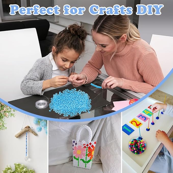 Qpixvb 1100PCS Blue Pony Beads,Blue Beads for Bracelets,Bead for Jewelry Making and Bracelets Making,Friendship Bracelet Bead Kit