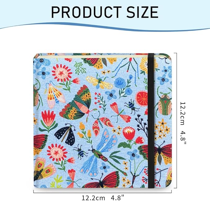 Mifuner 4.8x4.8in 80gsm Mini Notebooks Art Blank Pages Sketchbooks Travel Journal Pocket Hardcover Paint Writing Notebook Blank Diary Memo Planner Sketchbook Fabric Cover.Insect Butterfly