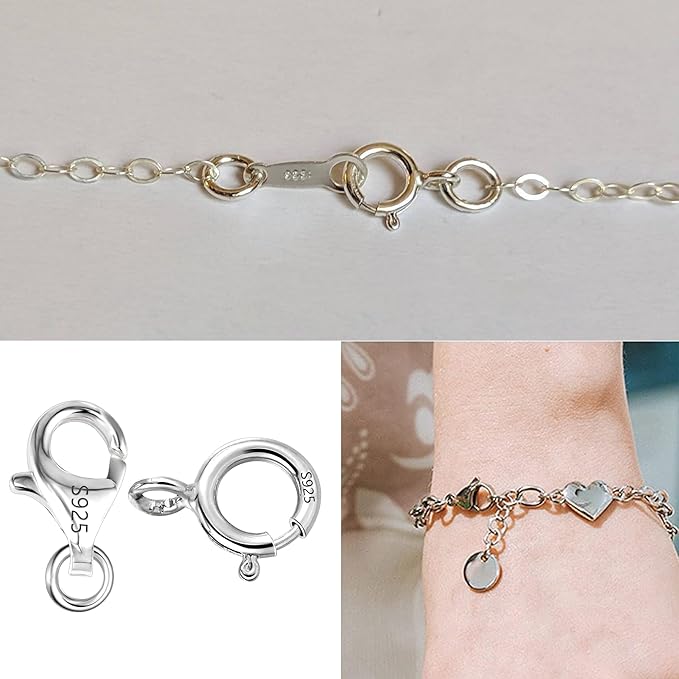 925 Sterling Silver Lobster Claw Clasps Set, Lobster Clasps Connector Closures and Spring Clasps with Open Jump Rings for Necklace Bracelet DIY Jewelry Finding Supplies (26pcs)