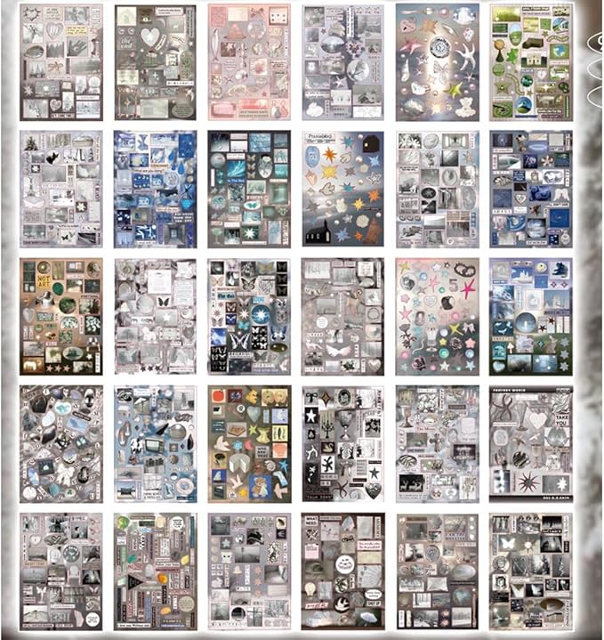 Alideco 30pcs Scrapbook Stickers Vintage Ancient Dreamcore Style Elements Sticker Book for Adults Sticker journaling Stickers for Scrapbooking (huiyoufuguang)