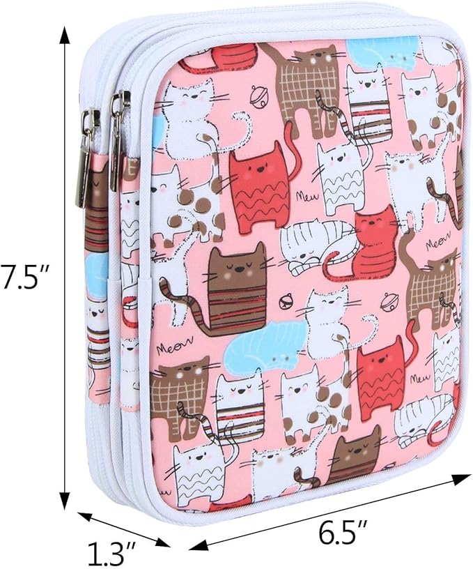 Teamoy Organizer Case for Interchangeable Circular Knitting Needles, Crochet Hooks and Knitting Accessories, Keep All in Place and Easy to Carry, Cats Pink (No Accessories Included)