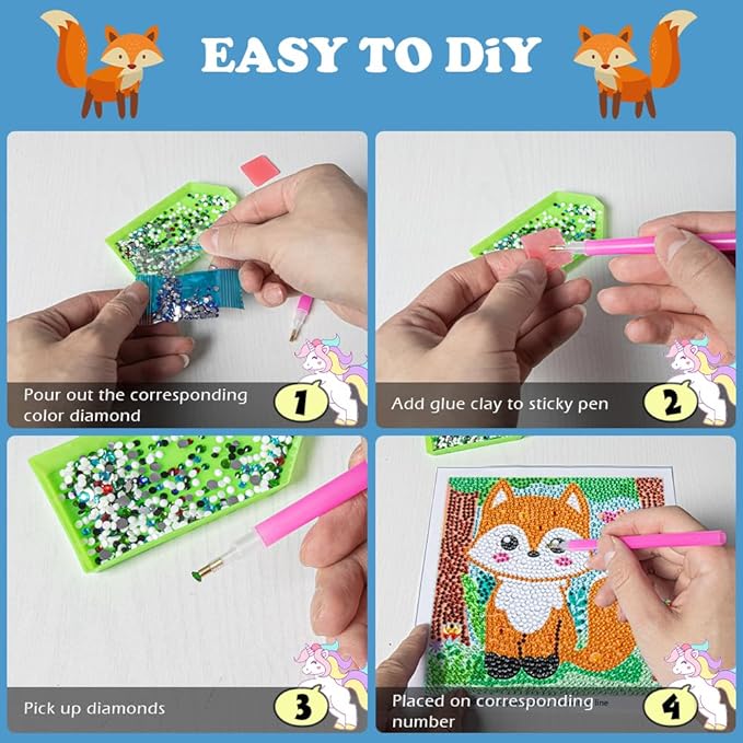 Labeol Diamond Art Kits for Kids Crafts for Girls Ages 6-8-10-12 Easy to DIY Creative Diamond Art Sticker Craft by Numbers Kits for Kids and Adult Beginners (Lovable)