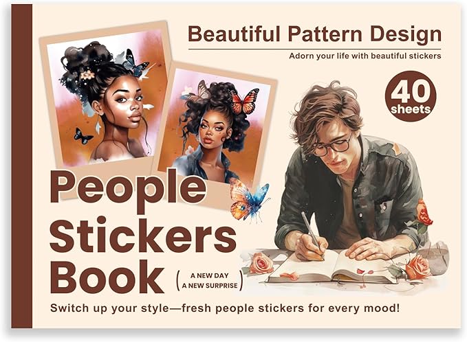 289pcs Planner Stickers,People Stickers for Junk Journal Kit,40 Sheet Scrapbook Supplies with Junk Journal Supplies and Washi Tape Sticker for Planners, Bullet Journal, Mixed Media Art