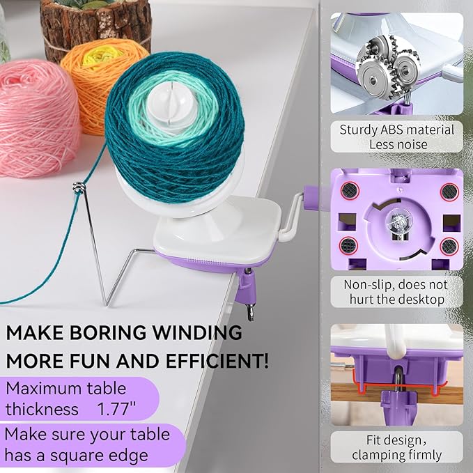 SPEENSUN Yarn Winder for Crocheting, 3.5 OZ Easy-to-Install and Efficiently Yarn Spinner with Lower Noise for Yarns Below Size 5, The Best Gift for Crochet and Knitting Lover