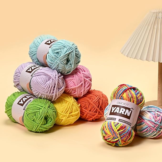20 Pack 70.5oz/2624yds Bulky Multicolor Yarn Set, Plush Chenille Blanket Yarn for Crocheting, Fluffy Velvet Yarns for Crochet, Fuzzy Baby Yarns for Crocheting Soft, Crochet Amigurumi B