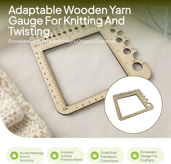 Wood Knitting Gauge Rulers Wooden Knitting Pin Gauge, Crochet Accessories, DIY Craft Designers Household Artists Crochet Hook, Style A