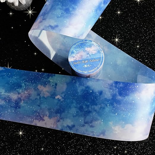 6Rolls PET Tape Stickers for Scrapbooking Supplies, Decorative Sky Cloud Star Themed Journal Stickers for Scrapbooking, Journaling, Junk Journal Supplies,Planer (Island)