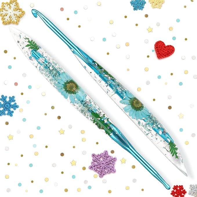 Katech 5mm Crochet Hooks with Floral Pattern-Elegant &Unique Crochet Needles-Longer Smooth Glide Crocheting Hook for Arthritic Hands, Beginners & Professional Ideal Crochet Gift(H)