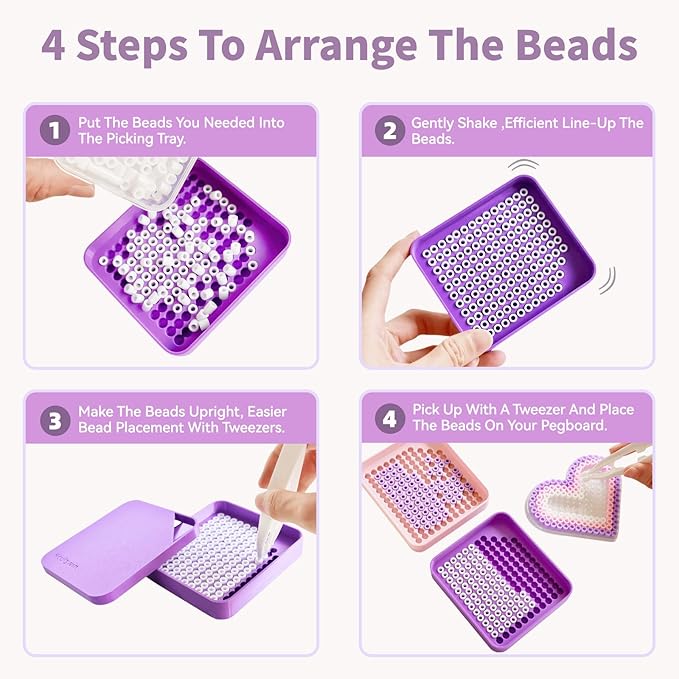 2 Pcs 5mm Fuse Beads Picking Tray Kit with Total 296 Holes, Efficient Sorting Tools with Effortless Beads Recovery, User-Friendly for Iron Bead Beginners (Blue and Green)