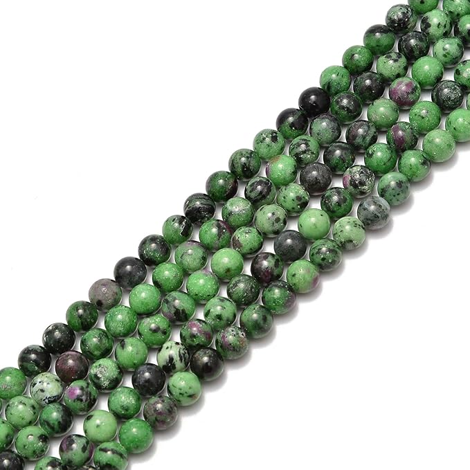 90pcs 4mm Natural Ruby Zoisite Gemstone Round Spacer Loose Stone Beads for Jewelry Making 15.5" 1 Strand (Ruby Zoisite, 4mm 90Beads)