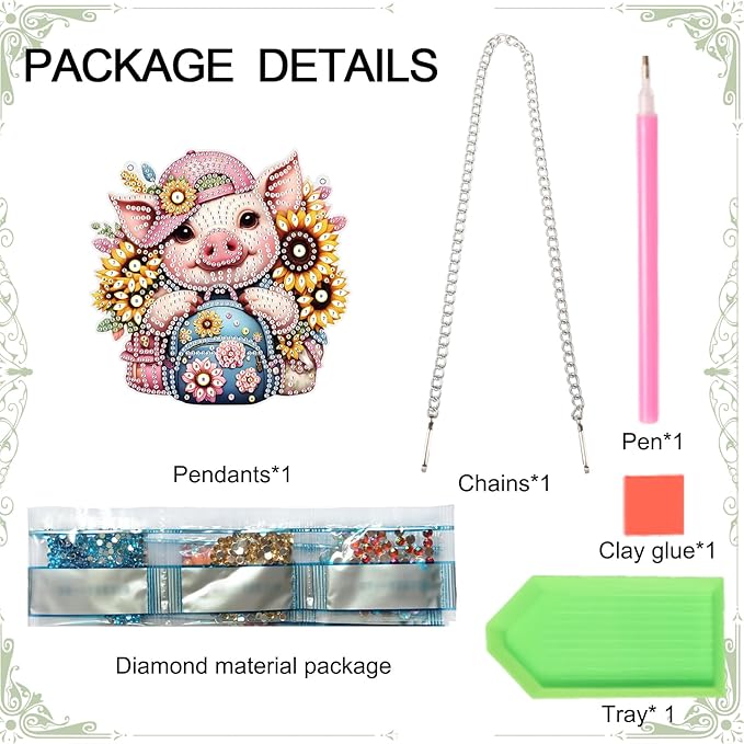 AiYuanzsh 5D DIY Acrylic Special Shaped Diamond Painting Pendant Kit - Sunflower & Pig Design, Hanging Window Ornament for Home Decoration & Gifts