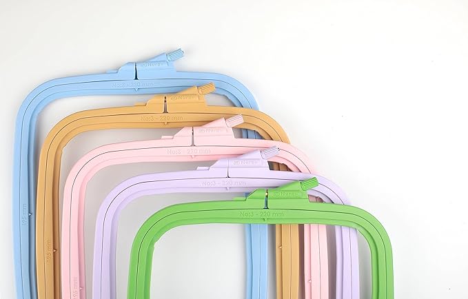 nurge 5pcs plastic medium square embroidery hoops, cross stich hoop, punch needle hoop multicolor