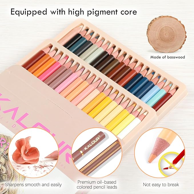 36 Skin Tones Colored Pencils Portrait Set Oil Based Pre-sharpened Drawing Pencils for Beginner Adult Artist Coloring Book Drawing Sketching Art Project, With Light Fast Ratings