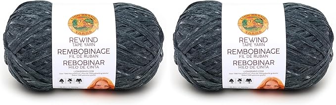 Lion Brand Yarn Rewind Yarn, Yarn for Knitting and Crocheting, Craft Tape Yarn, 2-Pack, Moto Jacket