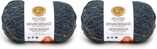 Lion Brand Yarn Rewind Yarn, Yarn for Knitting and Crocheting, Craft Tape Yarn, 2-Pack, Moto Jacket