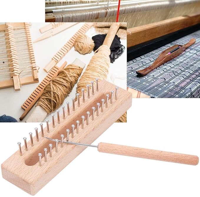 GLOGLOW Knitting Hand Wooden Knitting Board Yarn Weaving Machine Weaving with Elbow Crochet Hook for Knitter Craft Tool