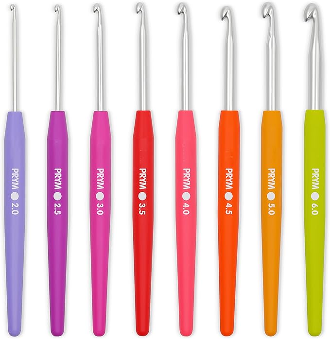 Prym Soft Grip Aluminum Crochet Hook Set, 2-6mm