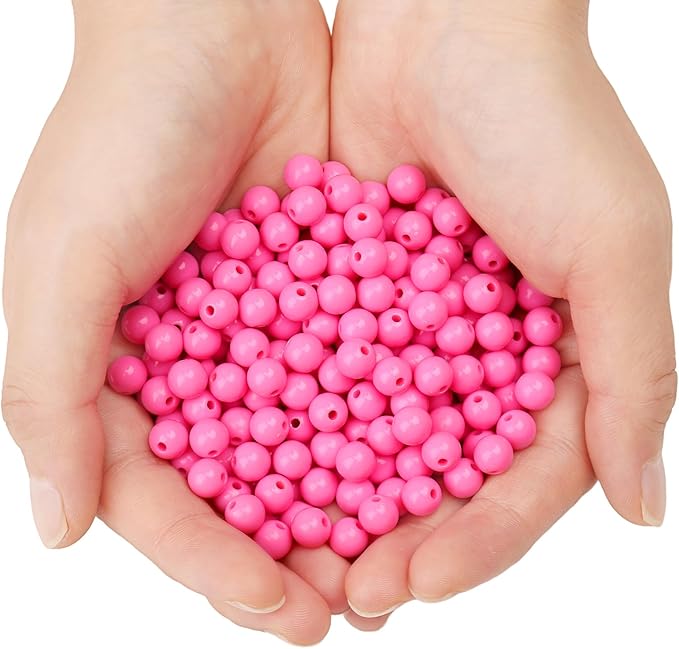 bonny boxx 1000pcs 6mm smooth rose acrylic round beads, plastic resin bubblegum balls chunky gumball beads for necklace and bracelet making, crafting supplies