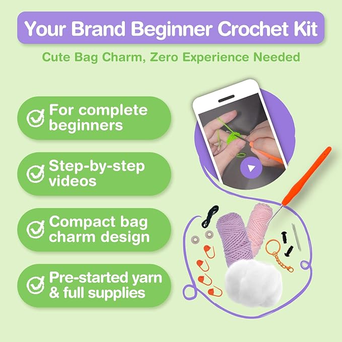 Avenir Beginner Crochet Kit for Adults & Teens - Small Portable Animals Kit with Keychain, Complete Supplies & Video Tutorials, Perfect Arts & Crafts Gift for Women & Girls (Cuddling Koala)