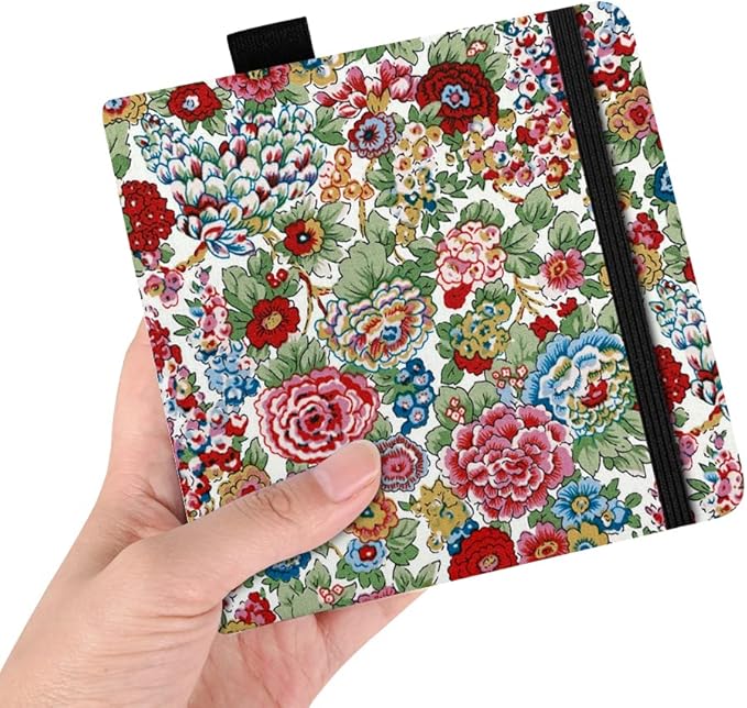 Square 5.1X5.1 300gsm Watercolor Journal Hardbound 40pgs（20 Sheets Front Back 2 Textures） Travel Size for Calligrapher Colored Pencil Watercolor Sketch Handmade Cloth Cover Notebook Little Peony