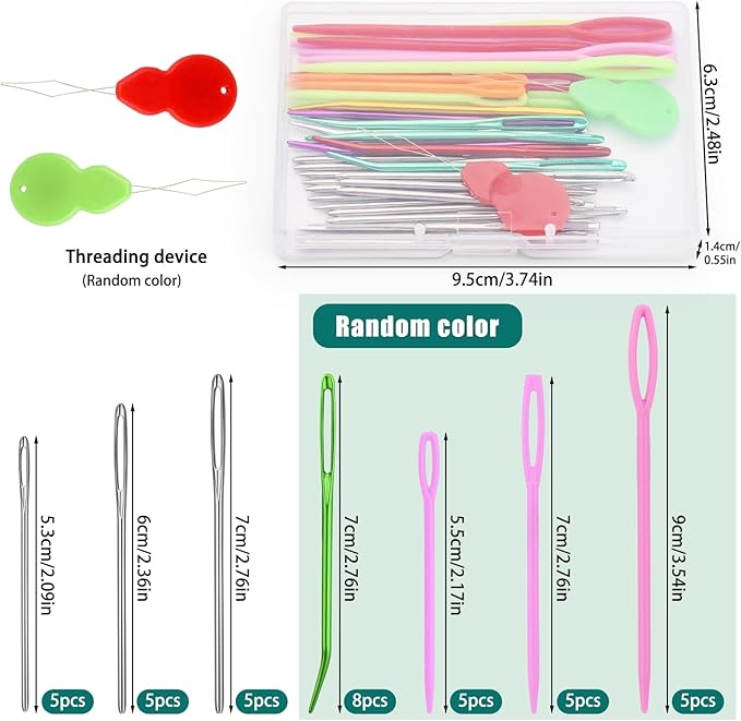 Bupete 40 Pcs Yarn Needles Set, Darning Needles for Yarn, Tapestry Needles for Yarn, Plastic Sewing Needles, Crochet Needles for Yarn, Plastic Large Eye Sewing Needles for Sewing Knitting Crochet