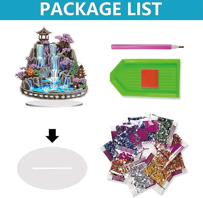 AIBOERL Tabletop Ornament DIY Diamonds Art Painting kit,Landscape Art Desktop Diamonds Painting Kit for Adult, Acrylic Diamonds Painting Board Kit Ornament, Special Crystal Diamond