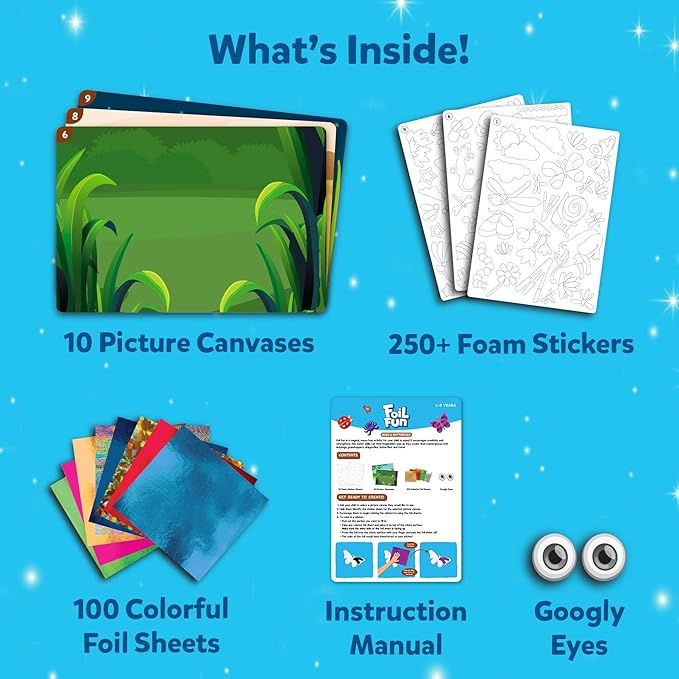 skillmatics foil fun - bugs & butterflies, no mess art for kids, craft kits & supplies, diy creative activity, travel toys, gifts for boys & girls ages 4, 5, 6, 7, 8, 9