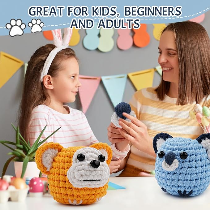 Vanttokeey Crochet Kit for Beginners, Animal Amigurumi Crochet Kits Included, Step-by-Step Video Tutorials, Beginner Crochet Kit for Adults and Kids, DIY Easy Crochet Crafts (Monkey Koala)