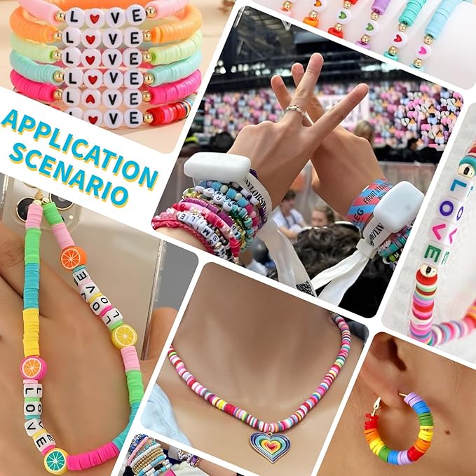 AIPRIDY Girls Toys Bracelet Making Kit, Clay Beads Jewelry Activity Kit, DIY Crafts Birthday Christmas Gifts for Girls Ages 5 6 7 8 9 10 11 12 Years Old (24 Colors 6500 Pcs)