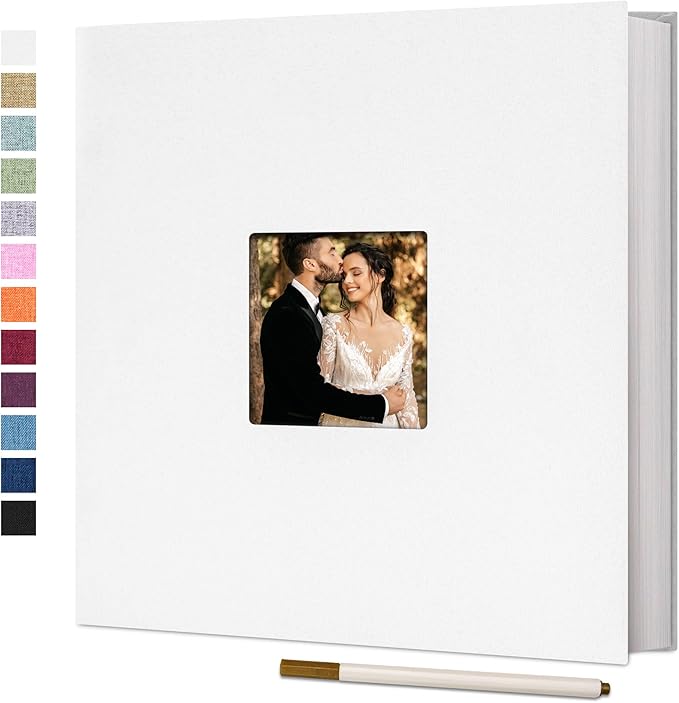 Vienrose Large Photo Album Self Adhesive for 4x6 8x10 10x12 Pictures Linen Scrapbook Album DIY 40 Blank Pages with A Metallic Pen