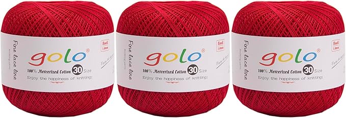 golo 3 Balls Crochet Thread Size 30 Embroidery Thread Yarn for Hand Kniting Yarn for Tatting 756