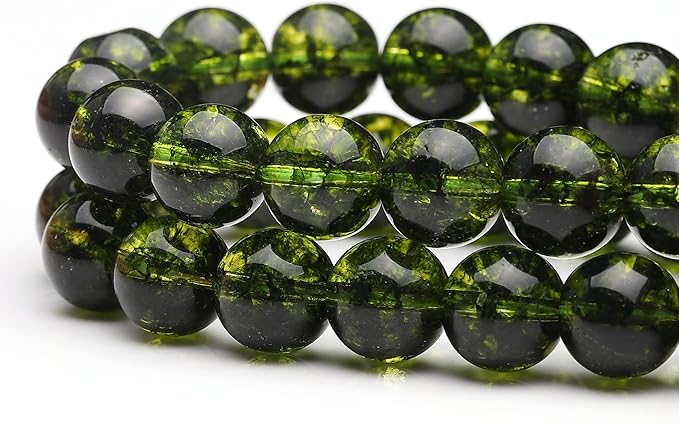 youngbling natural crystal beads for jewelry making,8mm peridot polished round smooth stone beads,genuine real stone for bracelet necklace 15 inch(peridot,8mm)
