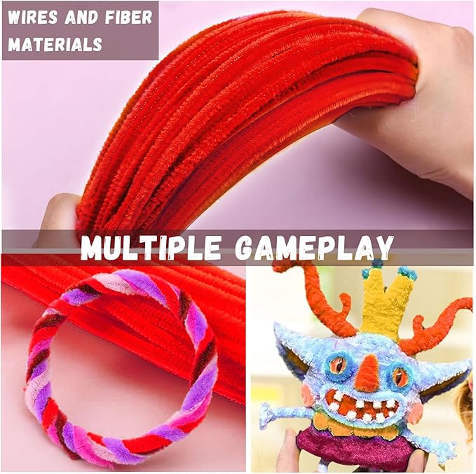 Red Pipe Cleaners Craft,200pcs Craft Supplies Chenille Stems Arts & Crafts for DIY Valentines Day Decorations,Flowers Making Pipe Cleaners Bulk Gifts for Her Room Decor,Valentine Candy Ornament