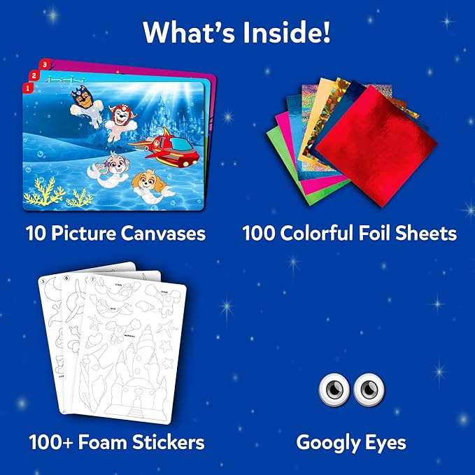 skillmatics foil fun - paw patrol, mess-free art & craft kits for kids, diy creative activity, travel toys, gifts for fans of chase, marshall, skye, girls, boys, ages 4, 5, 6, 7, 8 and up
